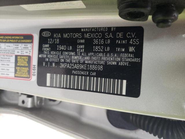 3KPA25AB9KE188698 KIA RIO S