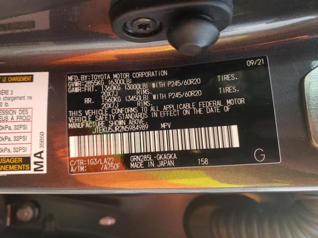2022 TOYOTA 4RUNNER LI JTEKU5JR2N5984989