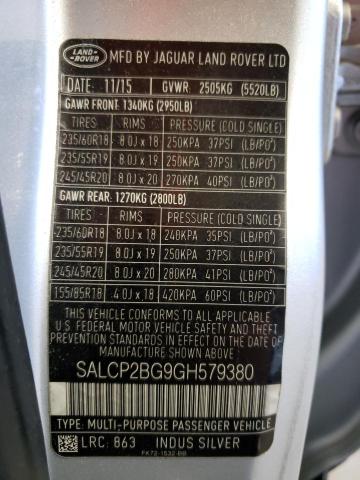 SALCP2BG9GH579380 Land Rover Discovery Sport Se