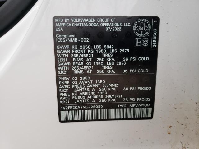 2022 VOLKSWAGEN ATLAS CROS - 1V2FE2CA7NC229095
