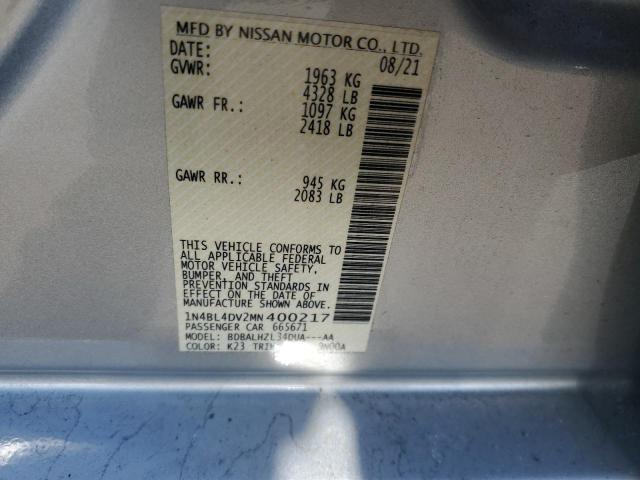 2021 NISSAN ALTIMA SV - 1N4BL4DV2MN400217