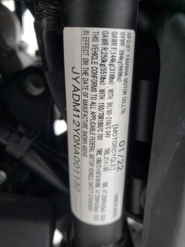 2022 YAMAHA XTZ690 JYADM12Y0NA001130