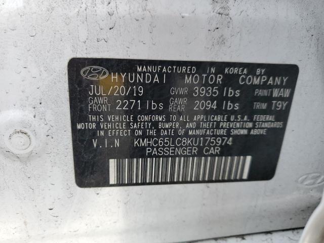 2019 HYUNDAI IONIQ BLUE - KMHC65LC8KU175974