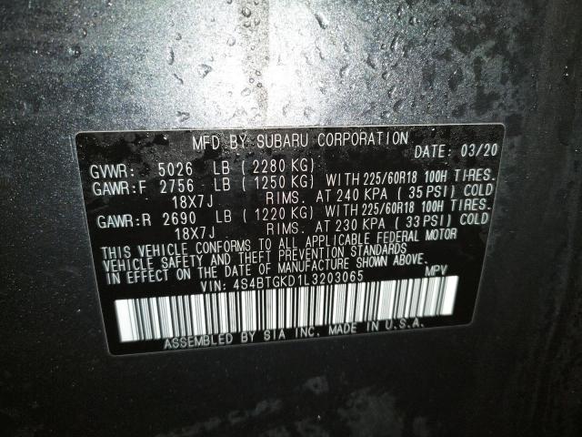 2020 SUBARU OUTBACK ON 4S4BTGKD1L3203065