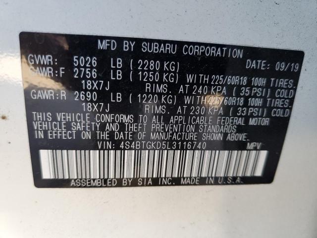 2020 SUBARU OUTBACK ON 4S4BTGKD5L3116740