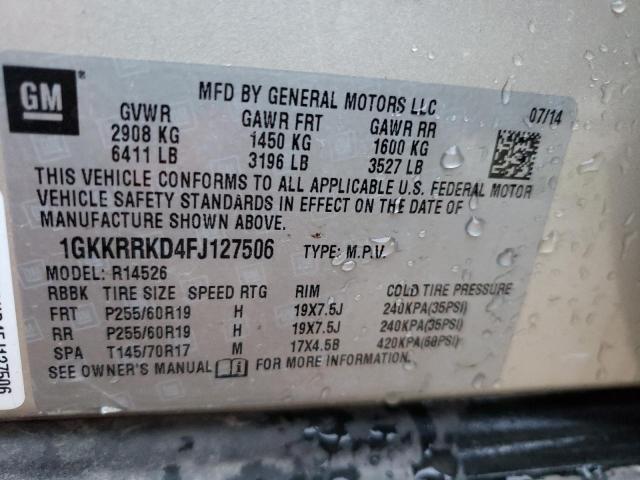 1GKKRRKD4FJ127506 GMC Acadia Slt-1