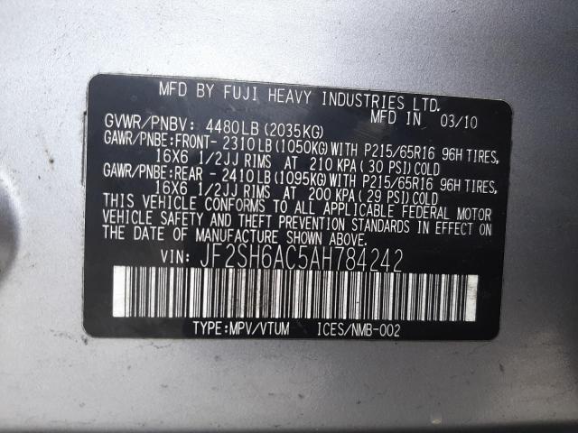 JF2SH6AC5AH784242 Subaru Forester 2.5x