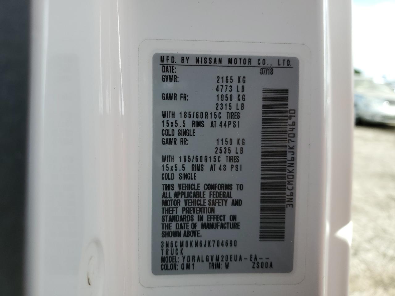 3N6CM0KN6JK704690 NISSAN NV 2018