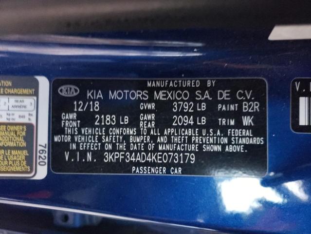 2019 KIA FORTE GT L - 3KPF34AD4KE073179