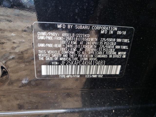2019 SUBARU FORESTER S - JF2SKAPC4KH419483