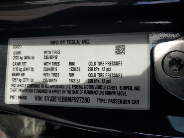 2021 TESLA MODEL 3 - 5YJ3E1EB0MF927280
