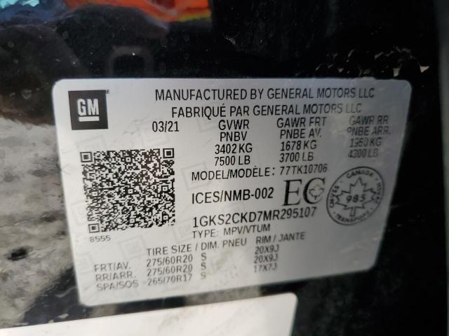 2021 GMC YUKON AT4 1GKS2CKD7MR295107