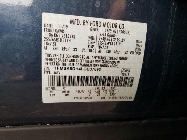 2020 FORD EXPLORER X 1FMSK8DH4LGB37693