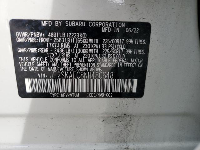JF2SKAEC8NH480648 Subaru Forester Premium