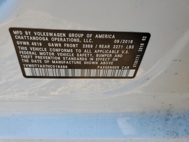 2017 VOLKSWAGEN PASSAT R-L - 1VWDT7A37HC016486