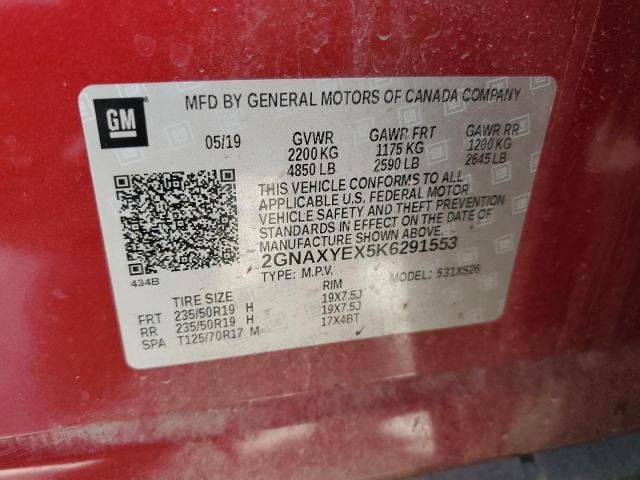2019 CHEVROLET EQUINOX PR - 2GNAXYEX5K6291553