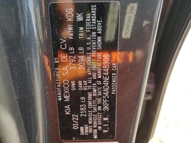 3KPF54AD4NE448308 KIA Forte Gt Line