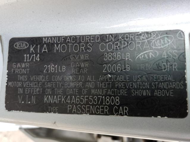 KNAFK4A65F5371808 KIA FORTE LX