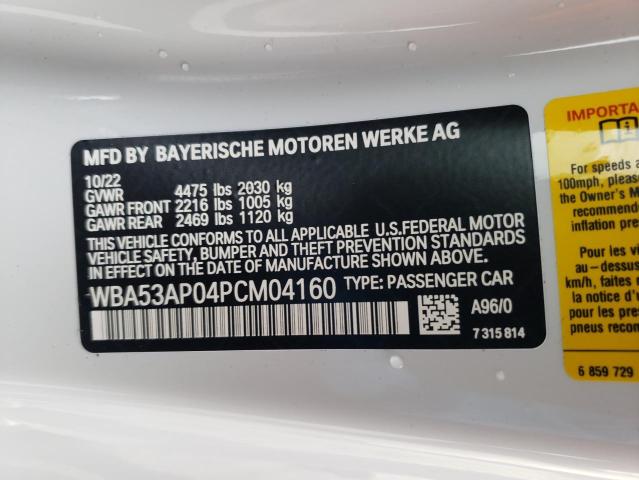 WBA53AP04PCM04160 BMW 430I