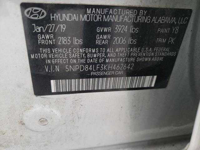 5NPD84LF3KH462642 | 2019 HYUNDAI ELANTRA SE