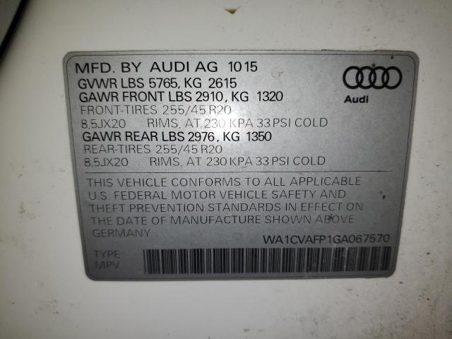2016 AUDI Q5 TDI PRE - WA1CVAFP1GA067570