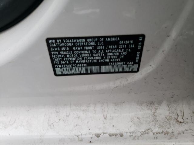 2015 VOLKSWAGEN PASSAT S - 1VWAS7A37FC108832