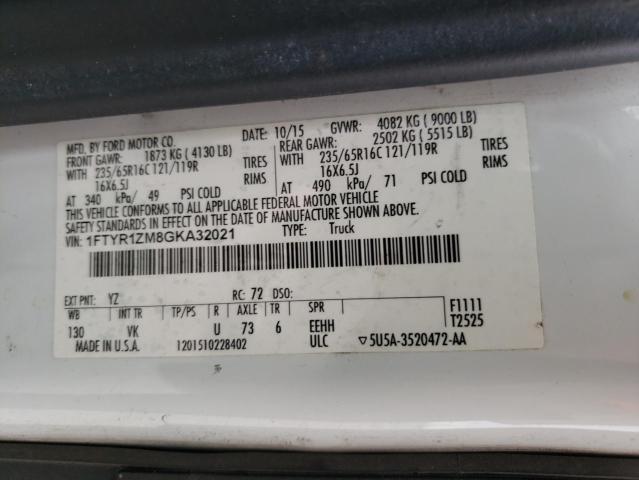 2016 FORD TRANSIT T- - 1FTYR1ZM8GKA32021