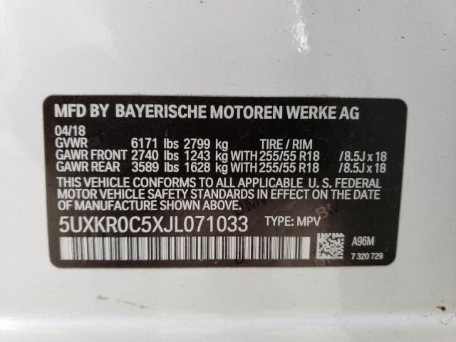 VIN 5UXKR0C5XJL071033 2018 BMW X5 no.13