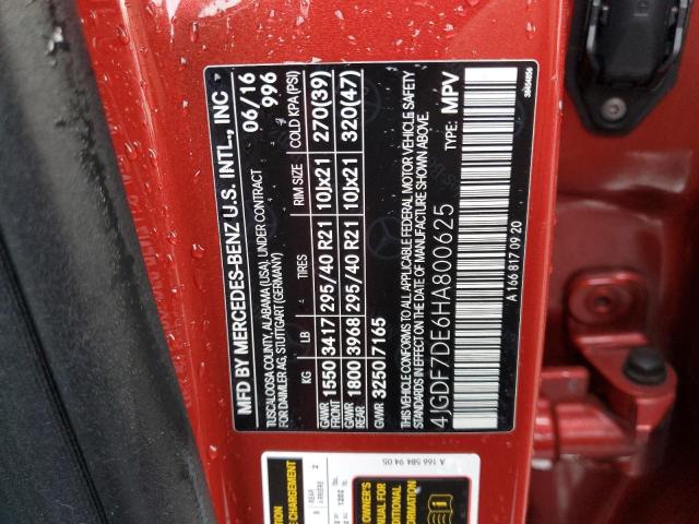 4JGDF7DE6HA800625 Mercedes-Benz Gls 550 4matic