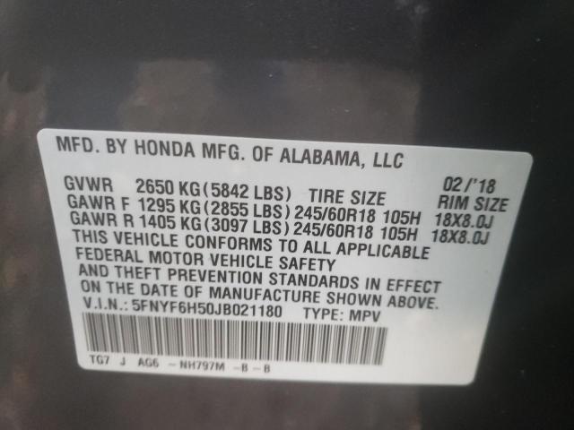 2018 HONDA PILOT EXL - 5FNYF6H50JB021180