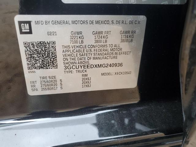 2021 CHEVROLET SILV1500 2 3GCUYEEDXMG240936