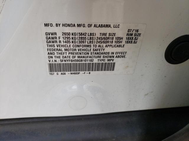 2016 HONDA PILOT EXL - 5FNYF6H59GB101182