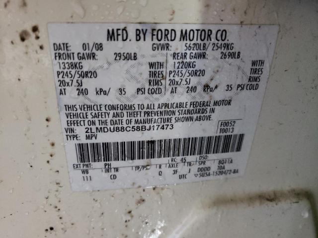 2LMDU88C58BJ17473 Lincoln MKX