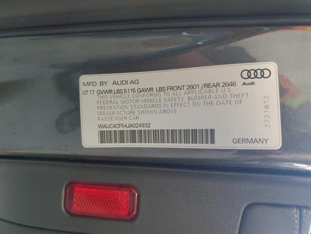 2018 AUDI S5 PRESTIG WAUC4CF54JA024932