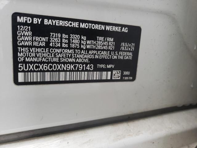 2022 BMW X7 M50I 5UXCX6C0XN9K79143
