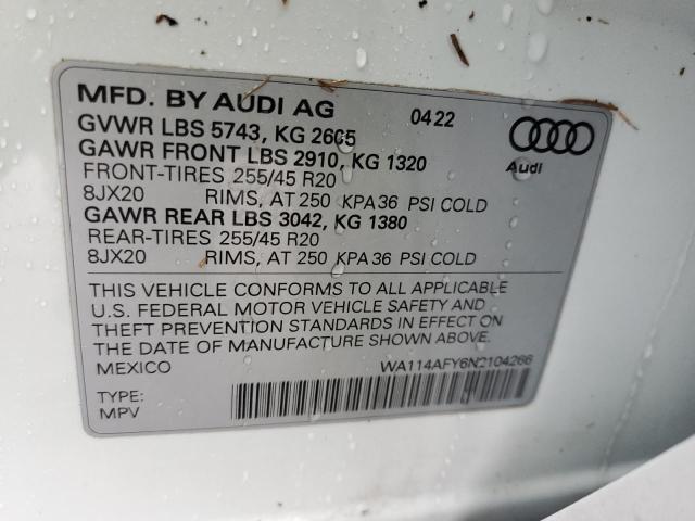 2022 AUDI SQ5 SPORTB - WA114AFY6N2104266