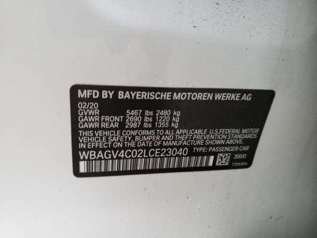 2020 BMW 840XI - WBAGV4C02LCE23040