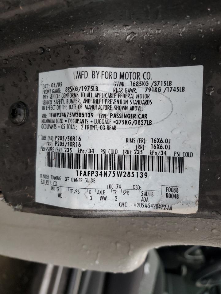 1FAFP34N75W285139 2005 Ford Focus Zx4