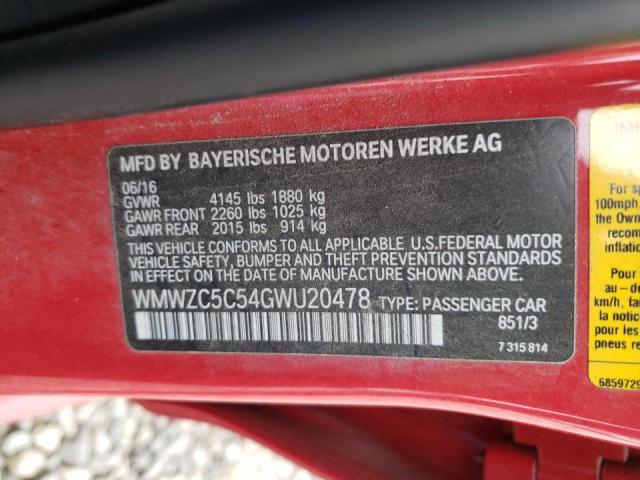 WMWZC5C54GWU20478 Mini Cooper