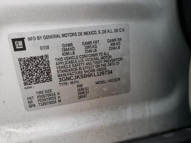 2019 CHEVROLET TRAX LS 3GNCJKSB6KL129734