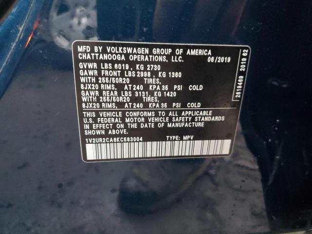 2019 VOLKSWAGEN ATLAS SE 1V2UR2CA6KC583004