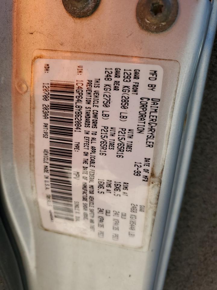 2000 Chrysler Town & Country Limited VIN: 1C4GP64L8YB620841 Lot: 36059263