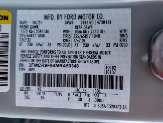 2021 FORD BRONCO - 3FMCR9F94MRA50348