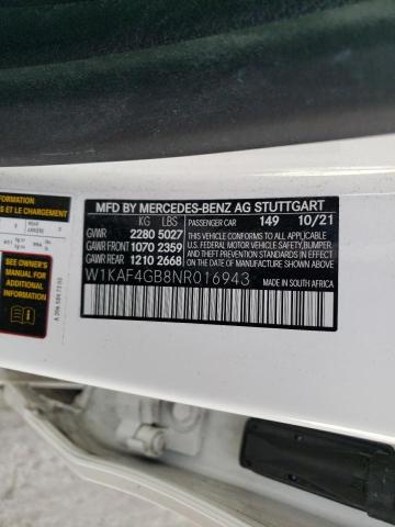 2022 MERCEDES-BENZ C 300 W1KAF4GB8NR016943