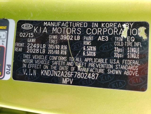 2015 KIA SOUL KNDJN2A26F7802487