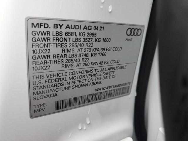 2021 AUDI SQ8 PRESTI WA1CWBF19MD038276