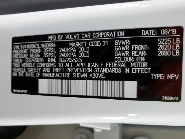 2020 VOLVO XC60 T5 MO YV4102DK3L1463984