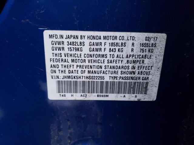 2017 HONDA FIT EX - JHMGK5H71HS022255