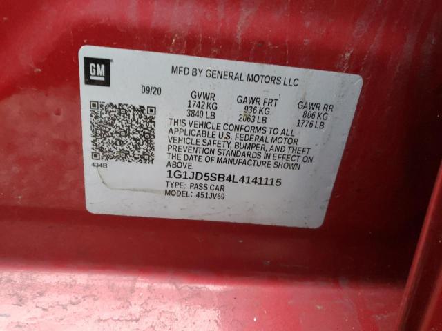 2020 CHEVROLET SONIC LT - 1G1JD5SB4L4141115