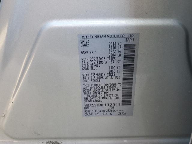 5N1AZ2BJ6NC112945 Nissan MURANO SV